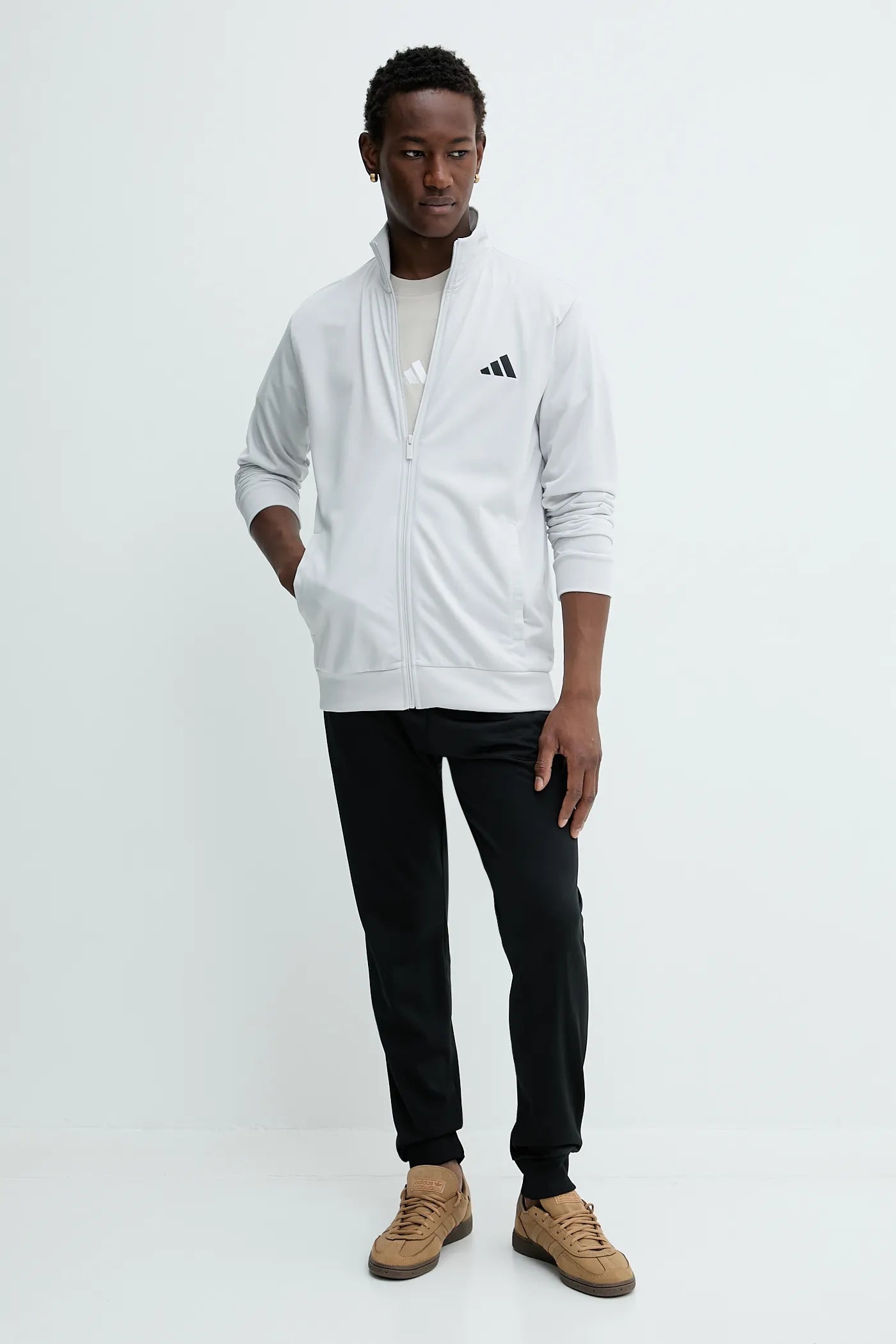 Adidas Basic Linear Logo, Tuta Da Ginnastica Uomo - Nero, Blu, Grigio