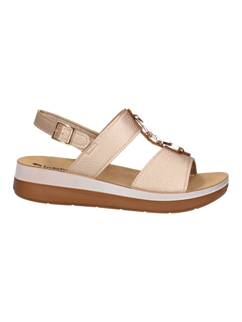 Inblu FT31, Sandali Donna Con Cinturino Elasticizzato e Fibbia - Bianco, Platino