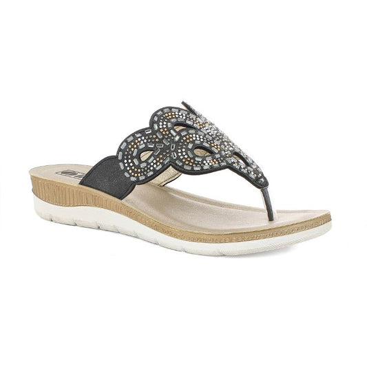 Inblu BV50, Infradito Donna Decorate Con Trafori E Glitter - Nero, Bianco