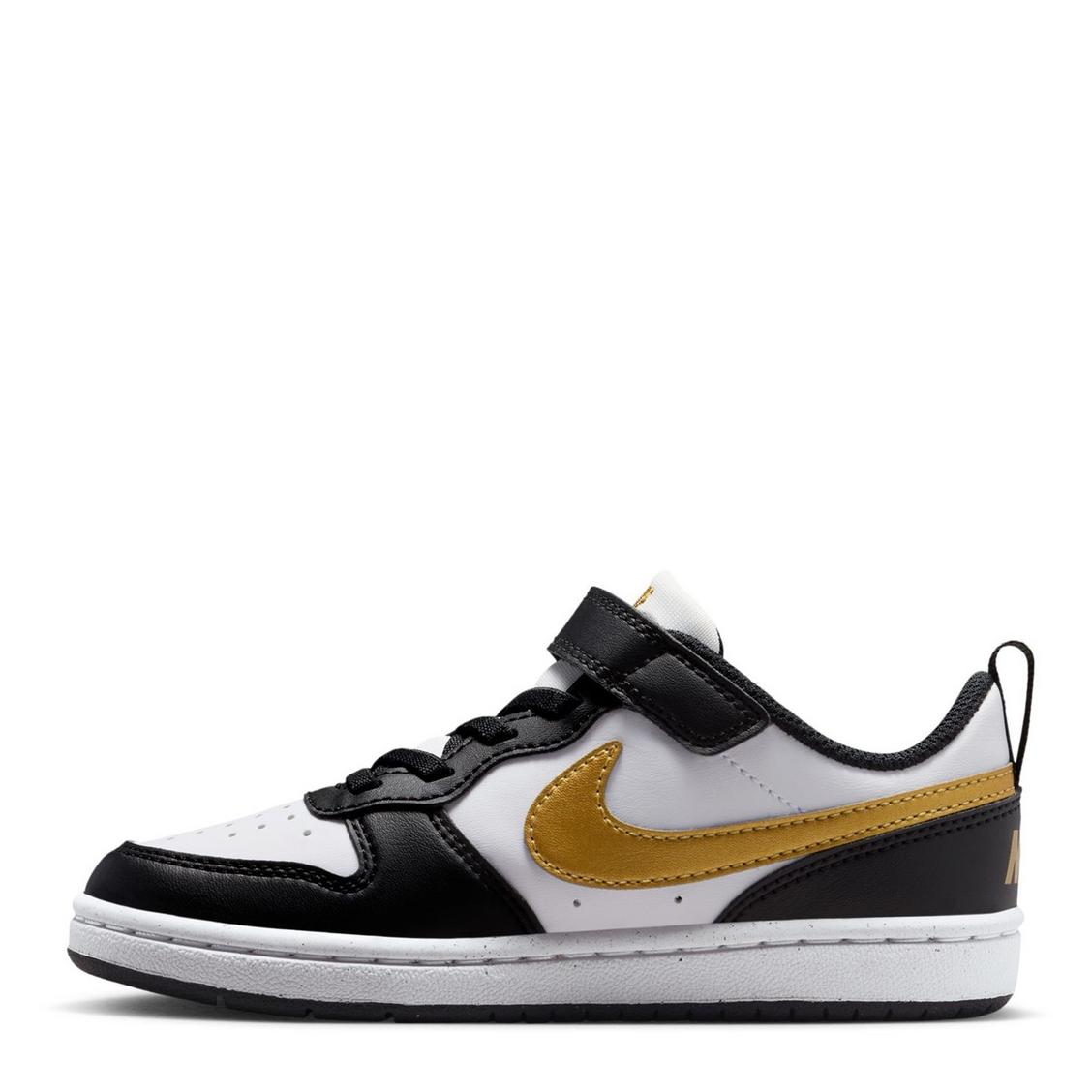 NIKE Court Borough Low Recraft (GS), Sneaker Bambini - Bianco, Bianco/Nero, Nero/Oro