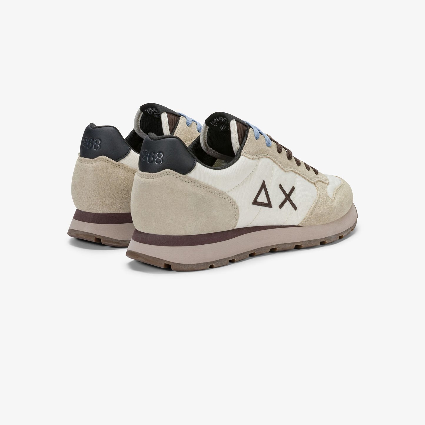 Sun68 Tom Solid, Sneaker Uomo in Suede e Nylon - Marrone, Bianco Panna