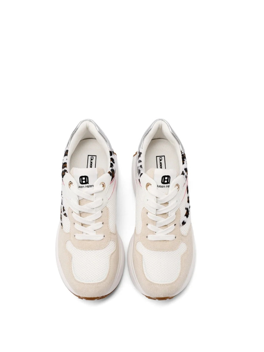 QUEEN HELENA X34-29, Sneaker Donna Platform Con Dettagli Animalier - Beige