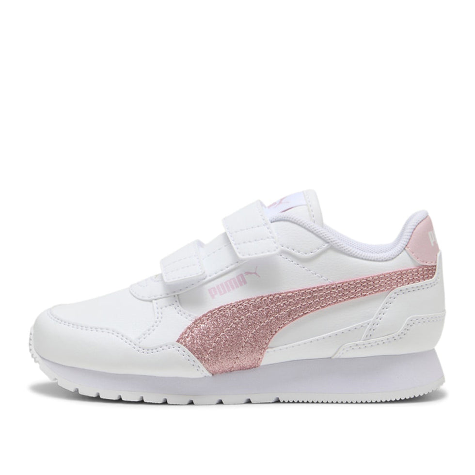 Puma ST Runner V4 SL Glitter V PS, Sneaker Bambina Con Glitter - Bianco/Rosa