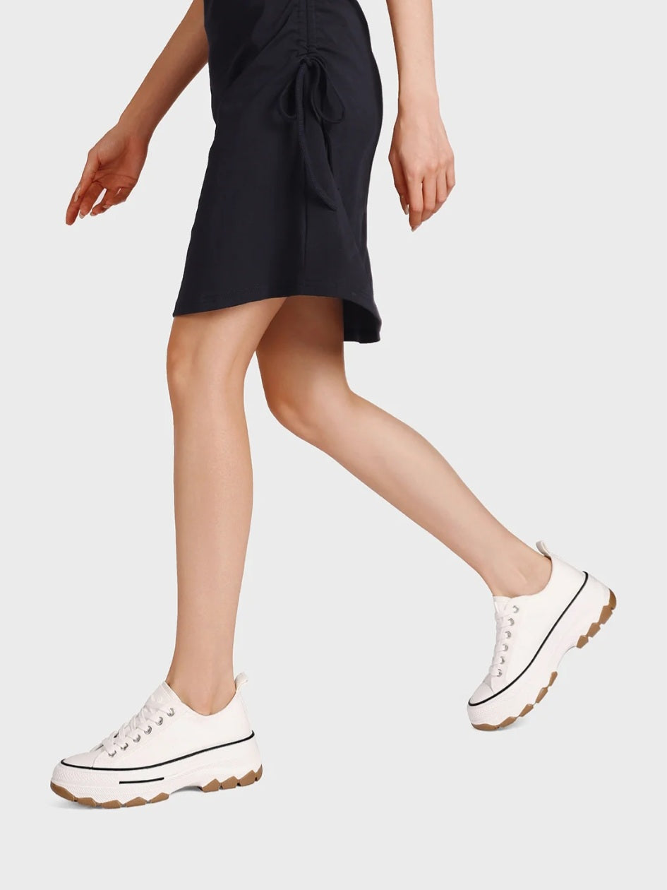 QUEEN HELENA XZ003, Sneaker Donna Chunky In Tela - Bianco, Beige, Blu