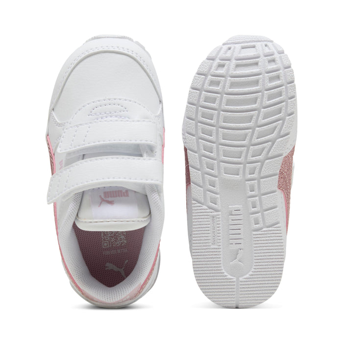 Puma ST Runner V4 SL Glitter V Inf, Sneaker Bambina Con Glitter - Bianco/Rosa