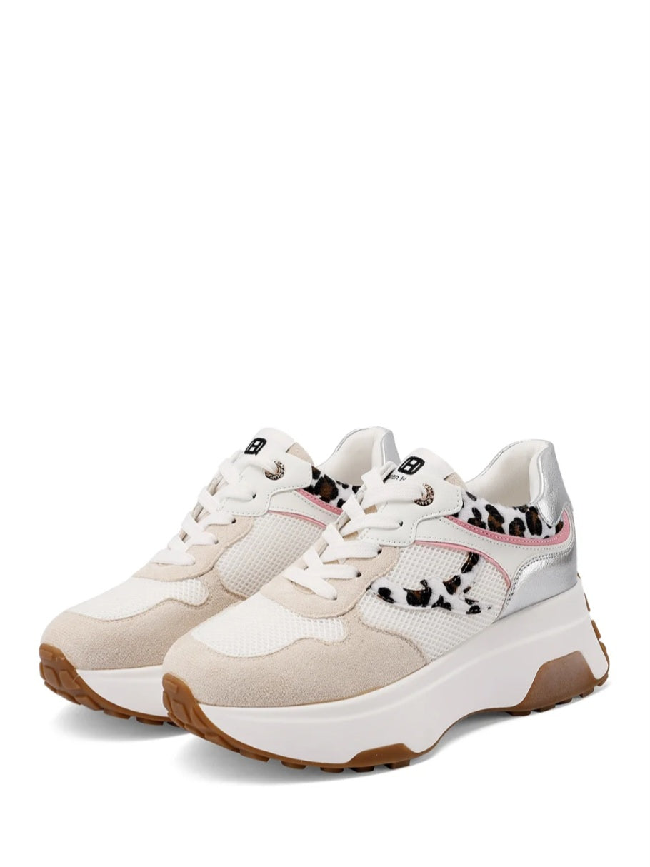 QUEEN HELENA X34-29, Sneaker Donna Platform Con Dettagli Animalier - Beige