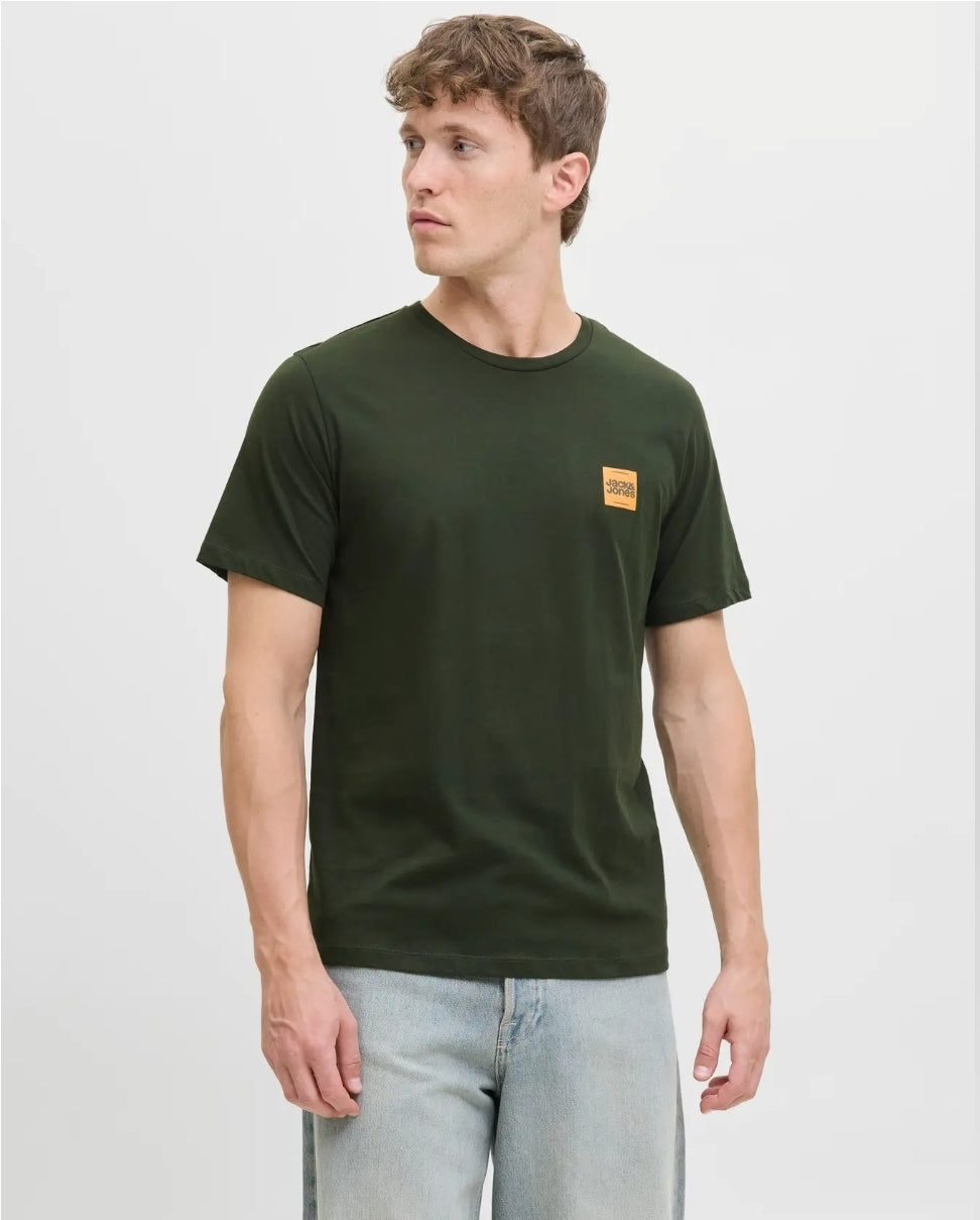 Jack&Jones JJBRANDY TEE SS CREW NECK LN, T-Shirt Uomo - Verde, Navy