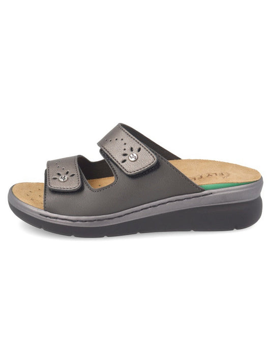 FlyFlot 79 D74 ZV, Ciabatte Donna Con Doppia Fibbia - Beige, Antracite