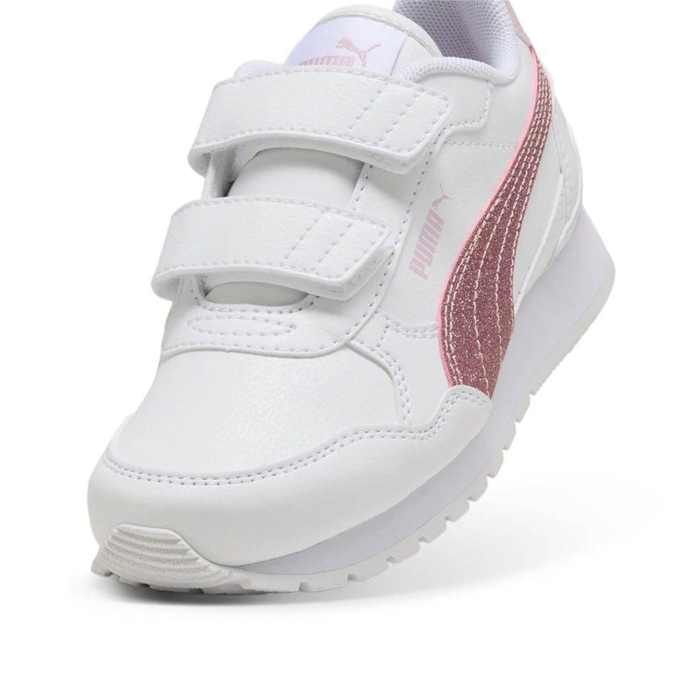 Puma ST Runner V4 SL Glitter V PS, Sneaker Bambina Con Glitter - Bianco/Rosa