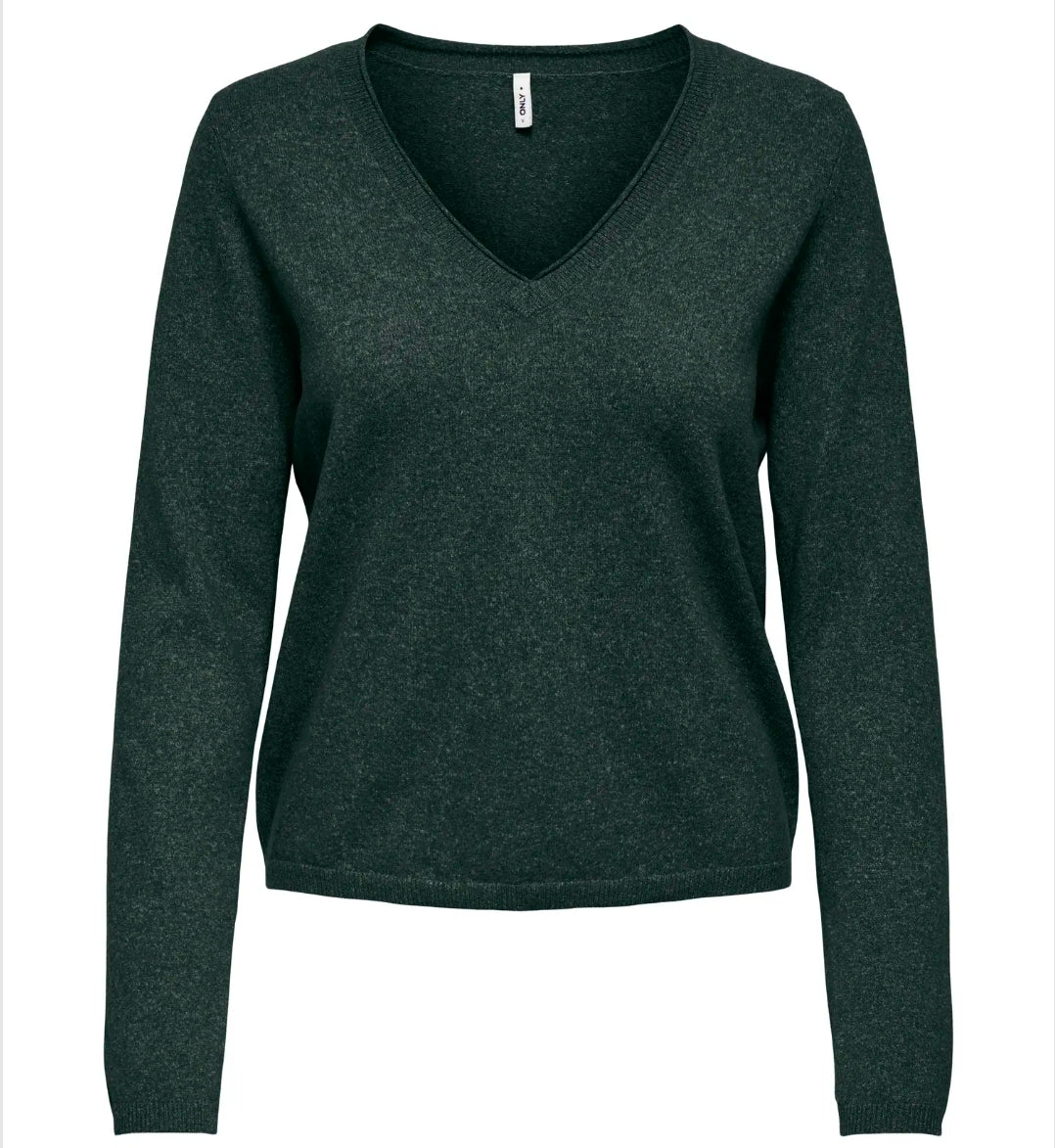 Only ONLLOYAL LS V-NECK PULLO KNT NOOS, Pullover Donna Con Scollo a V - Borgogna, Verde