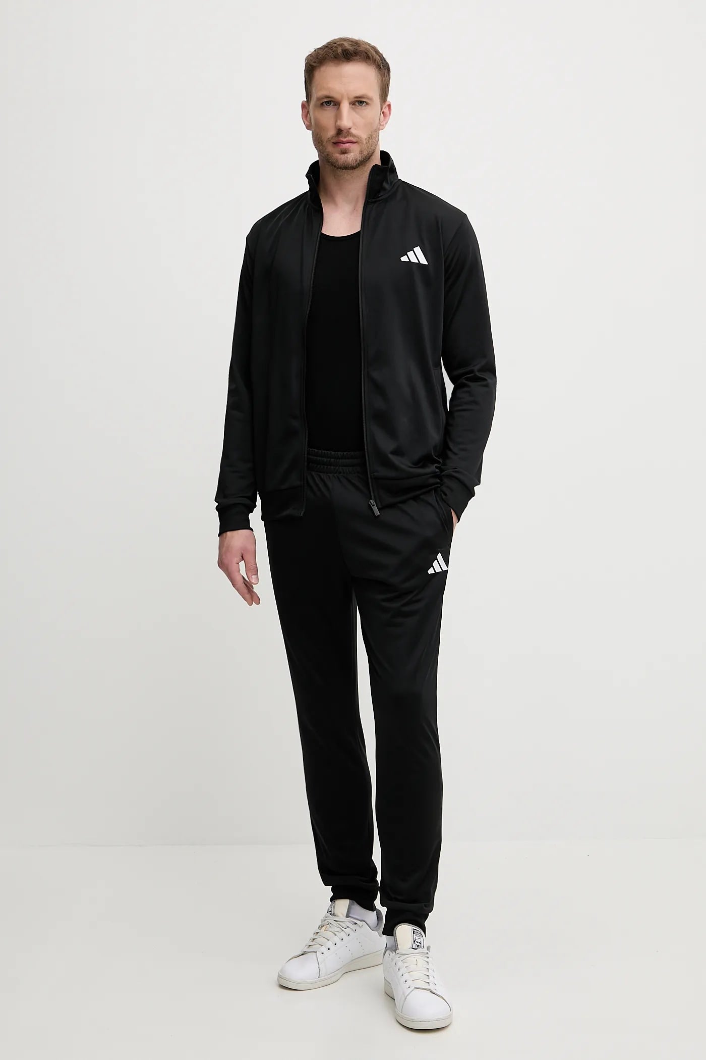 Adidas Basic Linear Logo, Tuta Da Ginnastica Uomo - Nero, Blu, Grigio