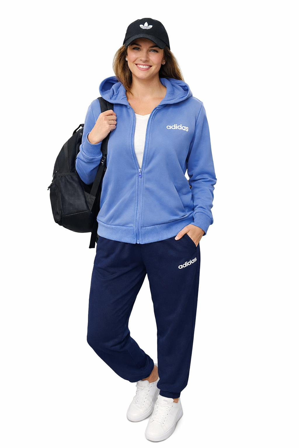 Adidas Tuta Essentials Linear, Tuta Da Ginnastica Donna - Blu/Celeste
