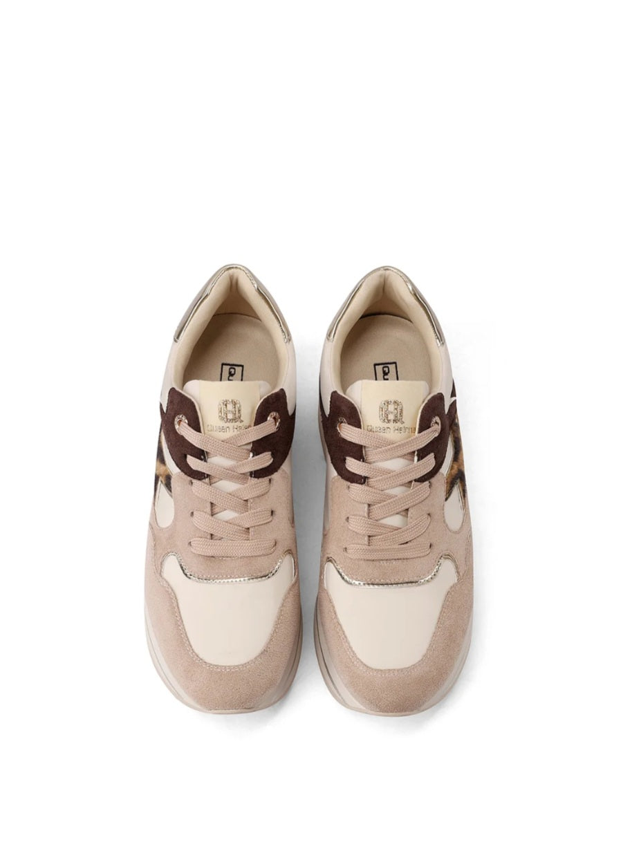 QUEEN HELENA (X33-18), Sneaker Platform Donna Con Dettagli Leopardato - Khaki Leopard, Nero