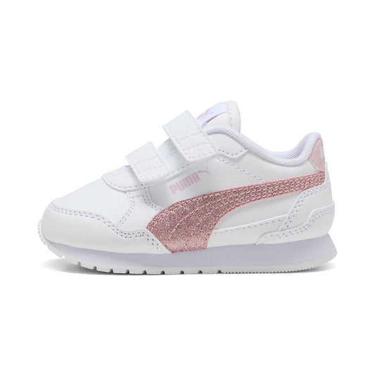 Puma ST Runner V4 SL Glitter V Inf, Sneaker Bambina Con Glitter - Bianco/Rosa