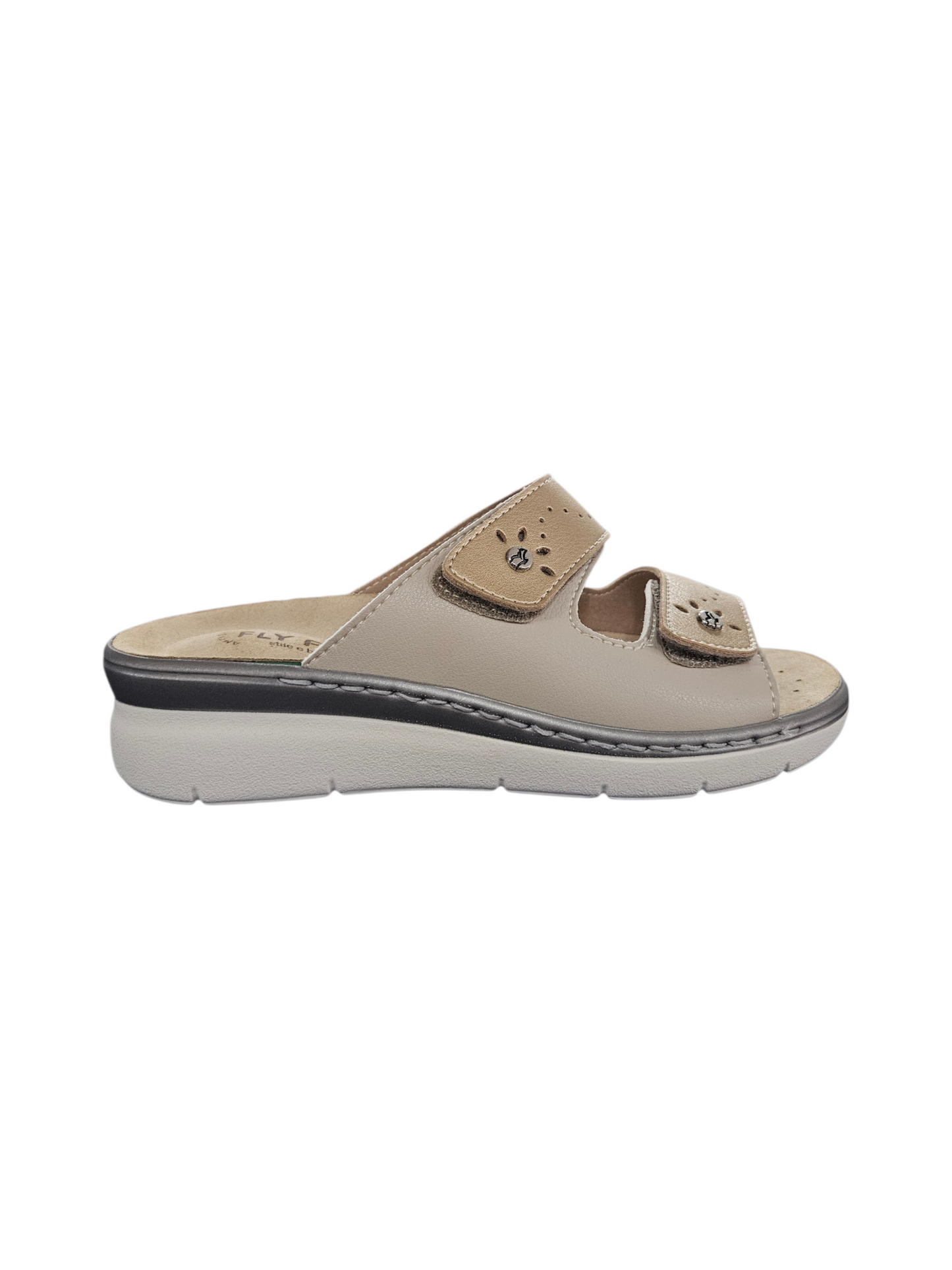 FlyFlot 79 D74 ZV, Ciabatte Donna Con Doppia Fibbia - Beige, Antracite