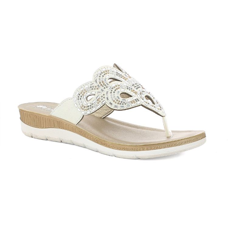 Inblu BV50, Infradito Donna Decorate Con Trafori E Glitter - Nero, Bianco