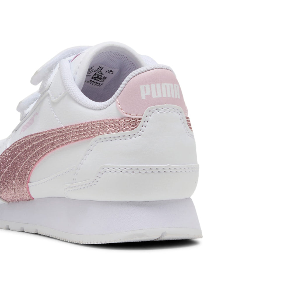 Puma ST Runner V4 SL Glitter V PS, Sneaker Bambina Con Glitter - Bianco/Rosa
