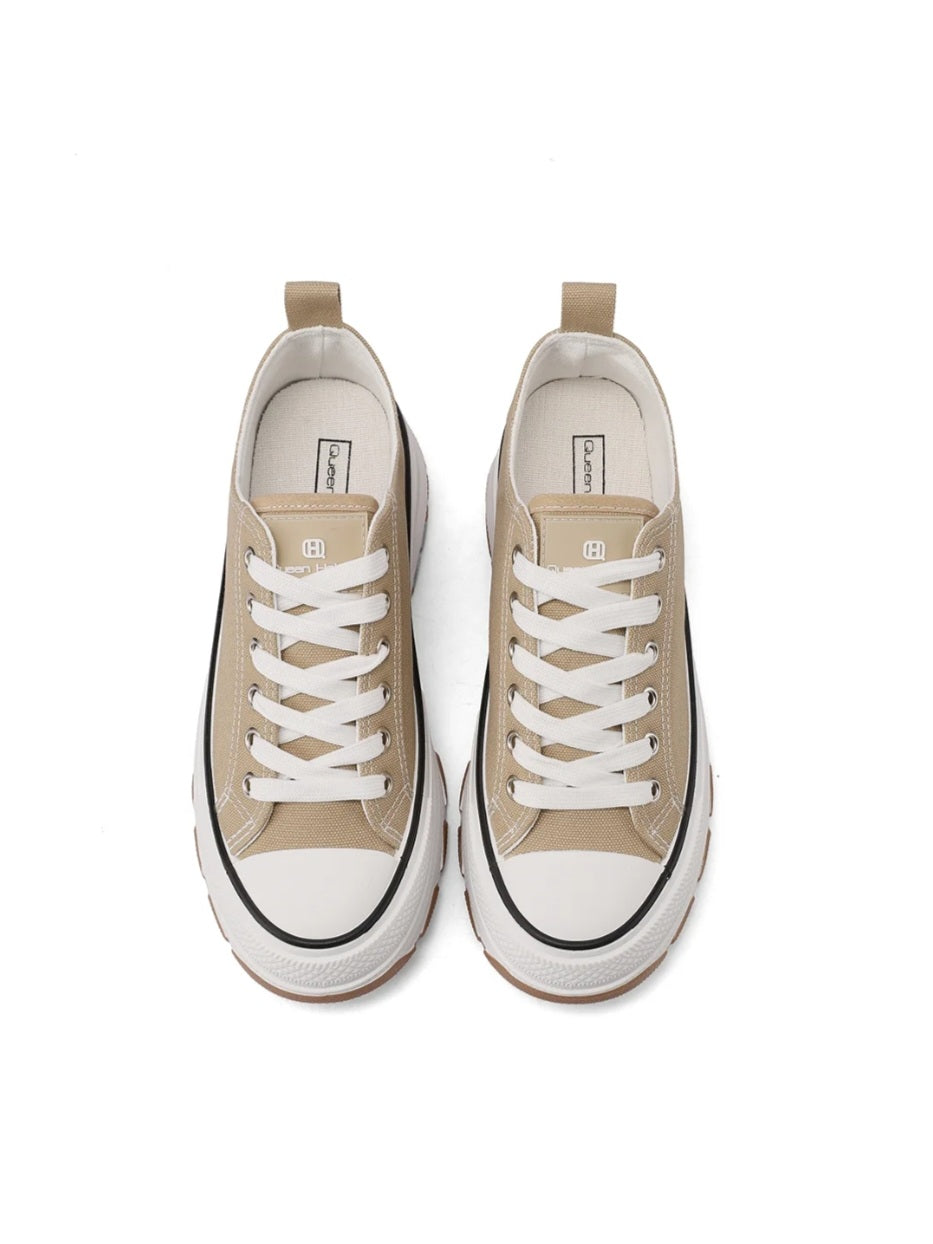 QUEEN HELENA XZ003, Sneaker Donna Chunky In Tela - Bianco, Beige, Blu