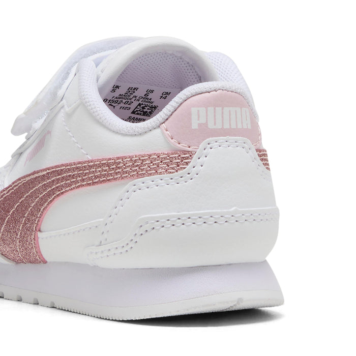 Puma ST Runner V4 SL Glitter V Inf, Sneaker Bambina Con Glitter - Bianco/Rosa