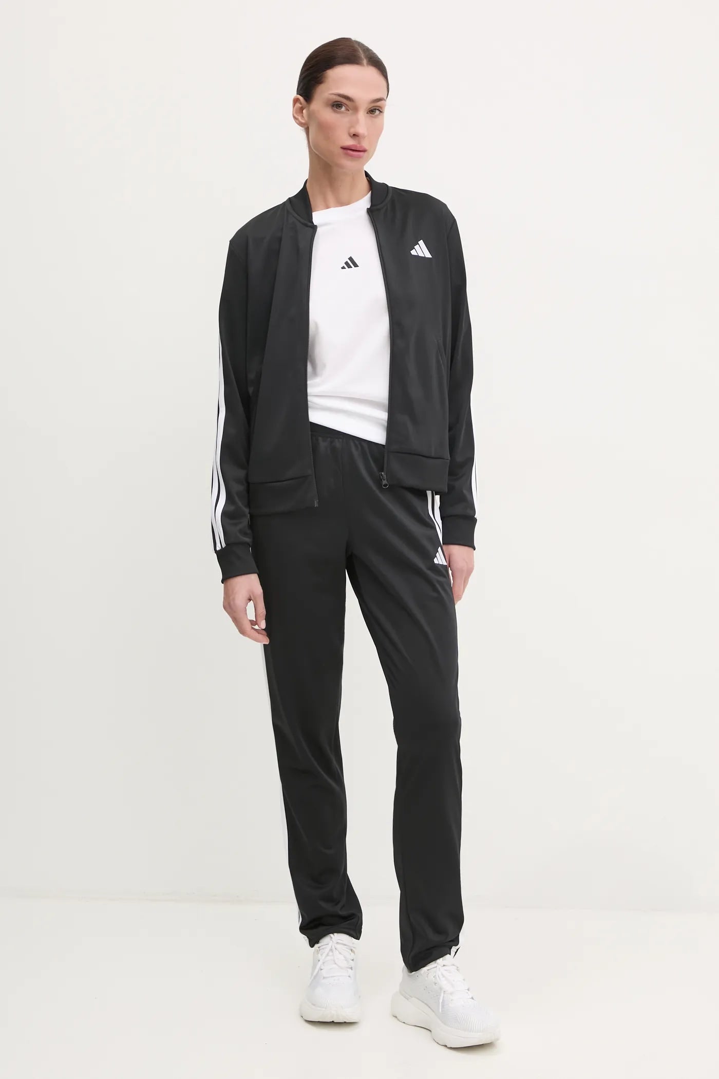 Adidas 3-Stripes, Tuta Da Ginnastica Donna Acetata - Nero, Bordeaux