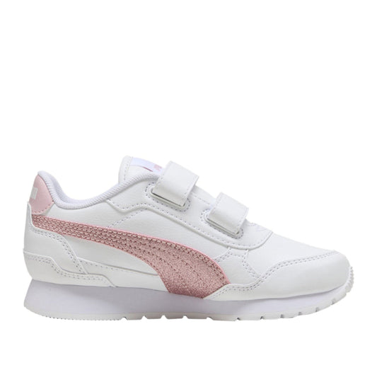 Puma ST Runner V4 SL Glitter V PS, Sneaker Bambina Con Glitter - Bianco/Rosa
