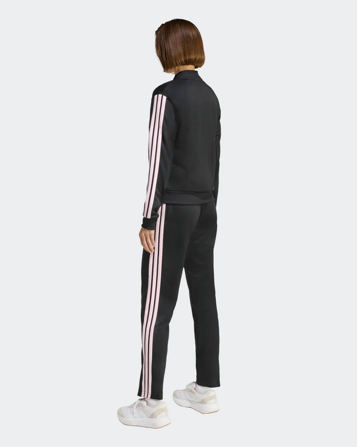 Adidas Essentials 3-Stripes, Tuta Donna Acetata - Nero/Rosa