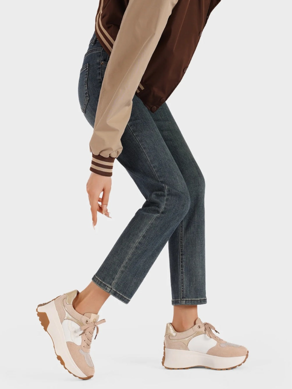 QUEEN HELENA (X33-25), Sneaker Platform - Beige, Nero