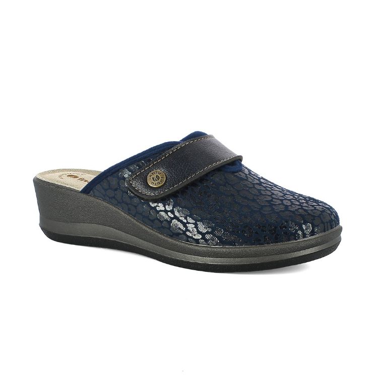 Inblu GI23, Pantofole Donna Con Zeppa e Fantasia Animalier - Blu