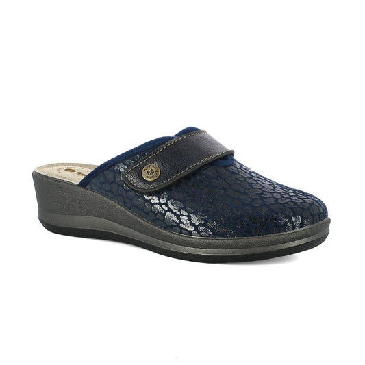 Inblu GI23, Pantofole Donna Con Zeppa e Fantasia Animalier - Blu