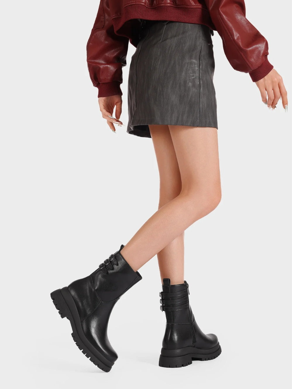 Queen Helena X33-98, Stivaletti da Donna con Fibbie Laterali - Nero