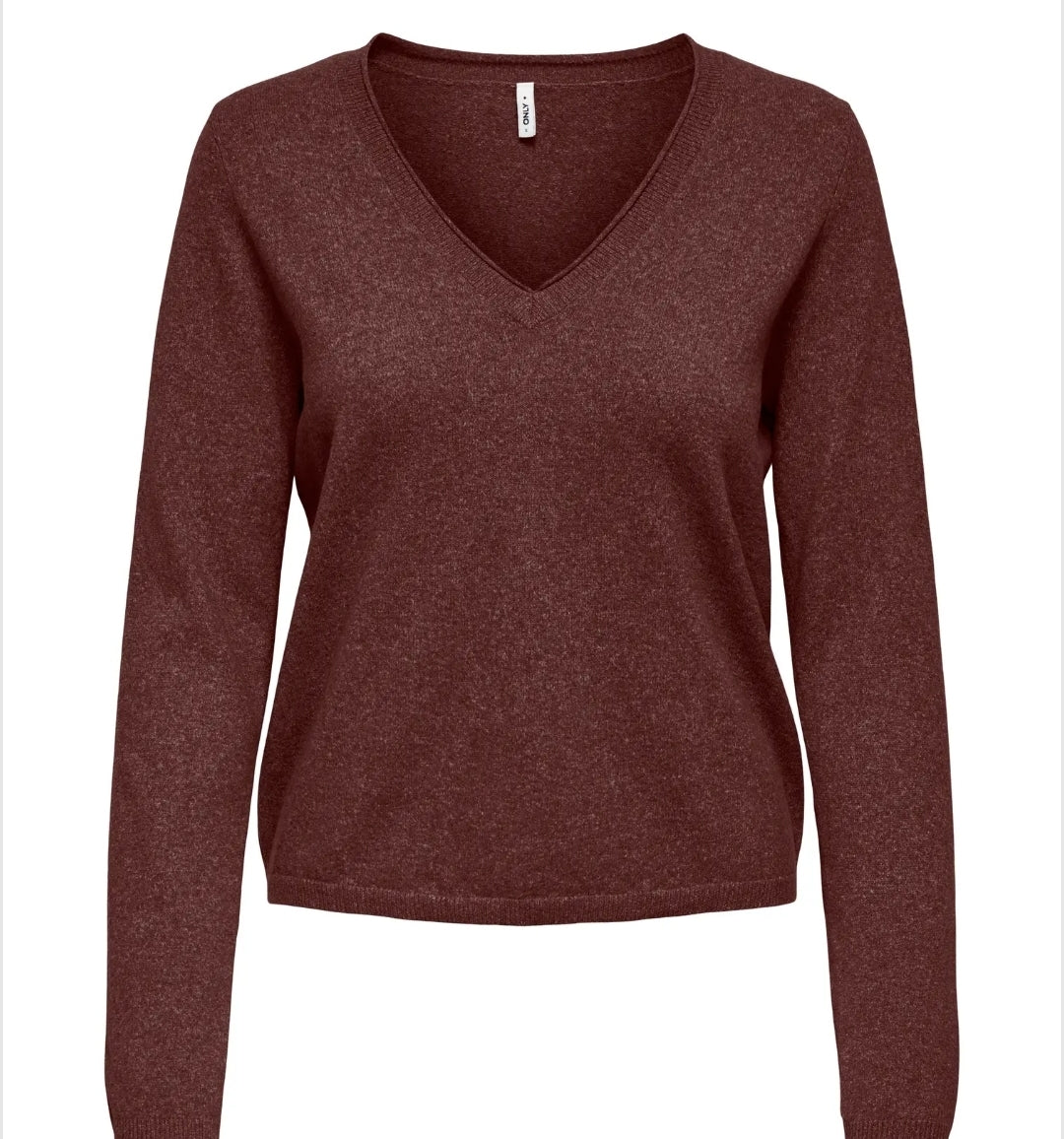 Only ONLLOYAL LS V-NECK PULLO KNT NOOS, Pullover Donna Con Scollo a V - Borgogna, Verde