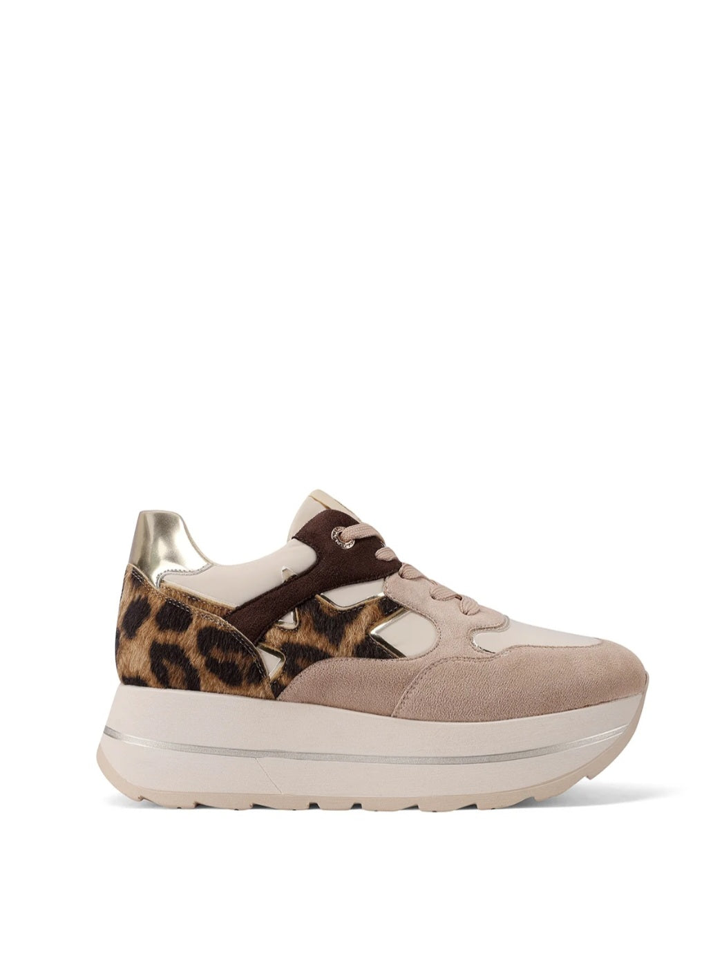 QUEEN HELENA (X33-18), Sneaker Platform Donna Con Dettagli Leopardato - Khaki Leopard, Nero