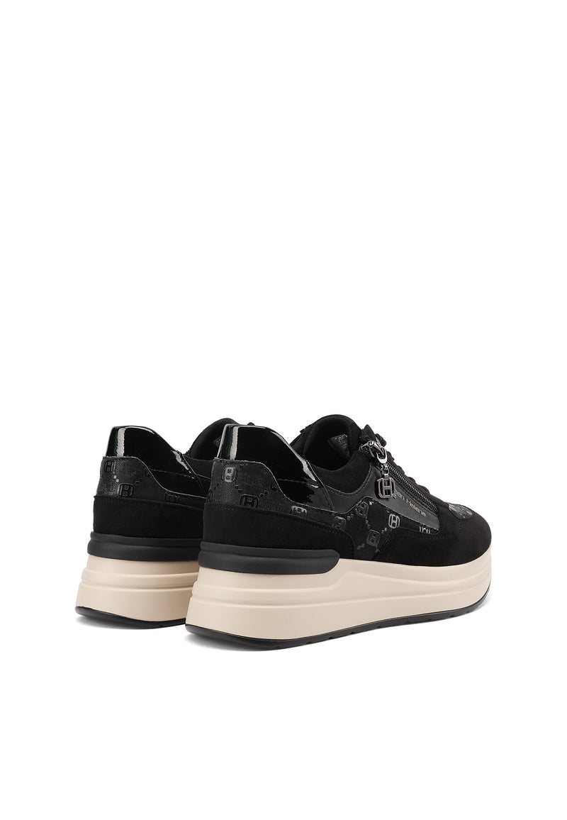 QUEEN HELENA X35-25, Sneaker Donna Platform Taupe Con Zip Laterale - Marrone, Nero