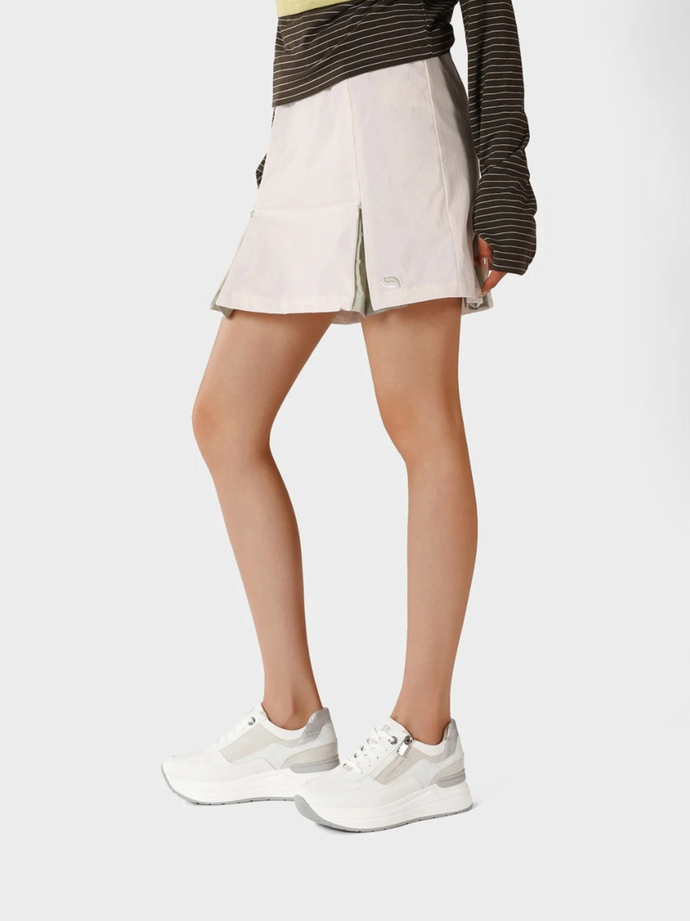 QUEEN HELENA X34-22, Sneaker Donna Platform Con Zip Laterale - Beige, Bianco