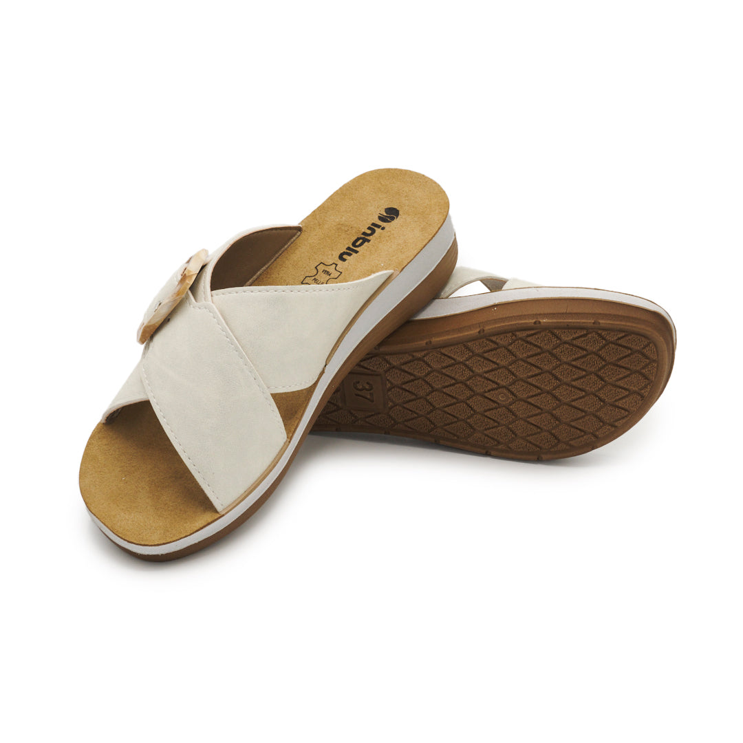 Inblu FT20, Ciabatte Donna Con Fascia Incrociata e Fibbia - Bianco, Rosso