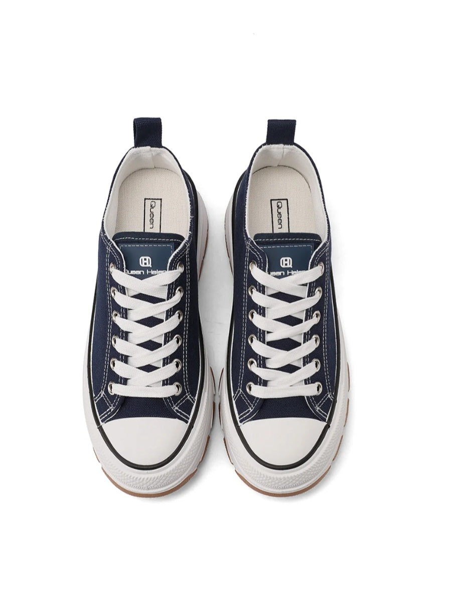 QUEEN HELENA XZ003, Sneaker Donna Chunky In Tela - Bianco, Beige, Blu
