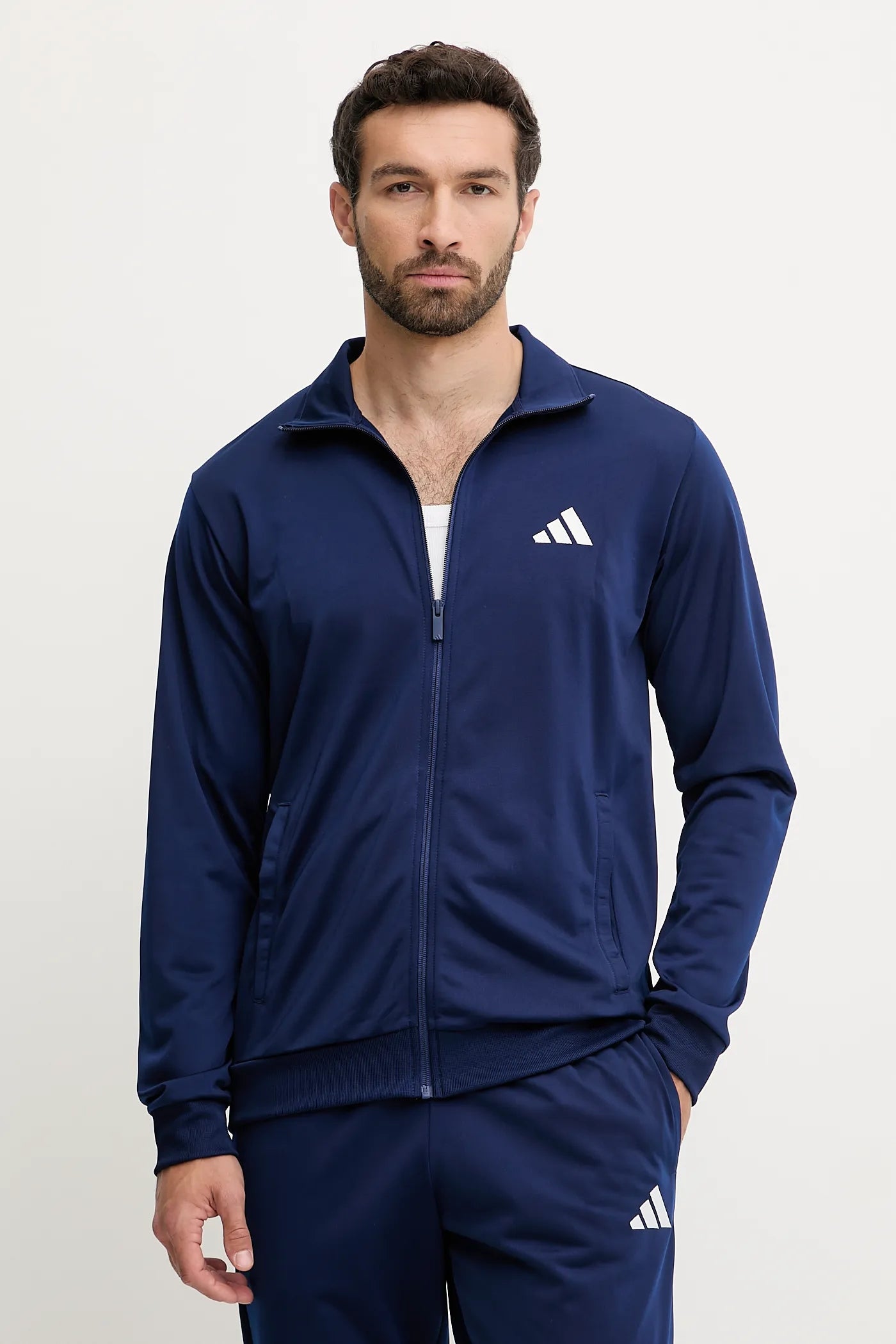 Adidas Basic Linear Logo, Tuta Da Ginnastica Uomo - Nero, Blu, Grigio