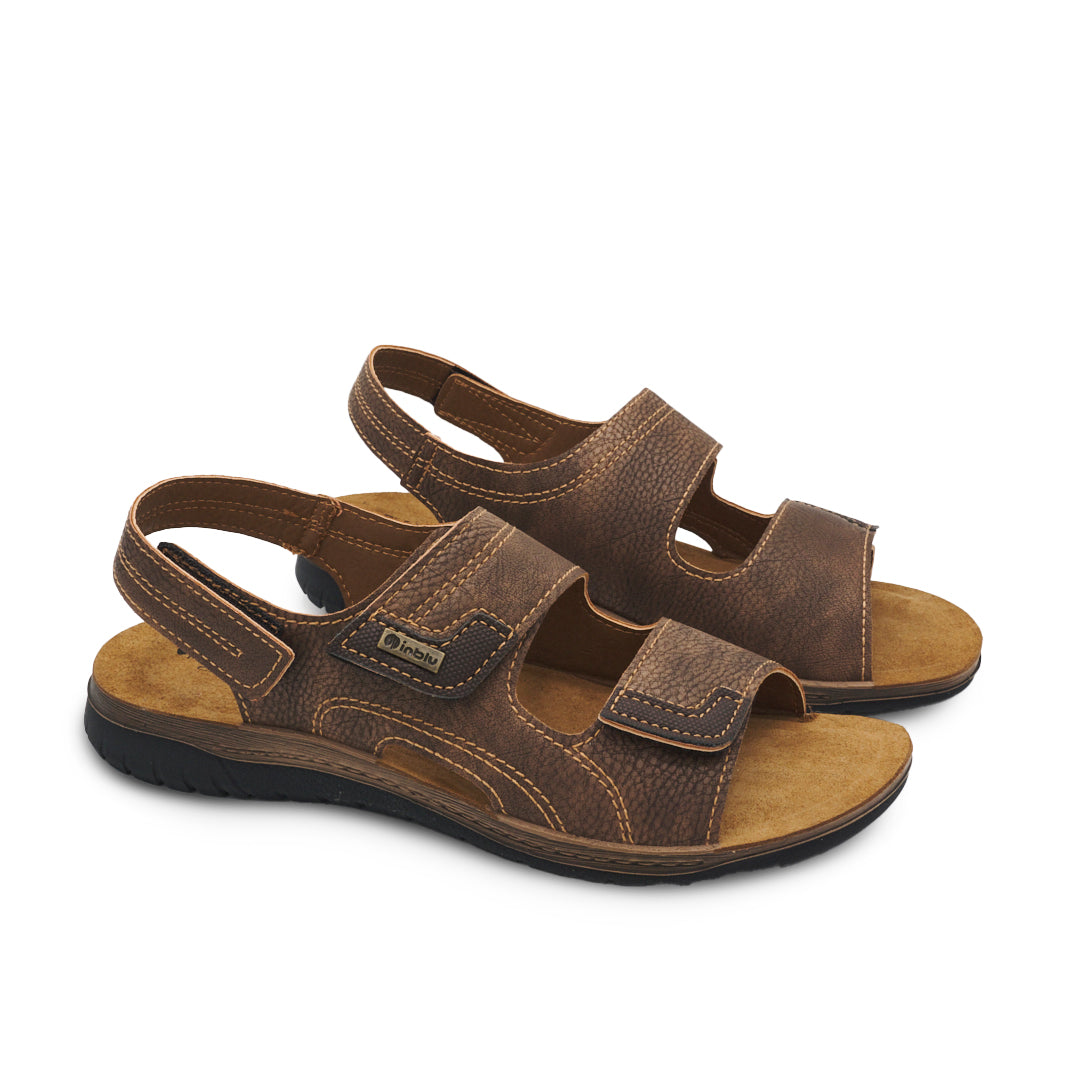 Inblu ID21, Sandali Uomo Tripla Chiusura A Strappo - Testa Di Moro