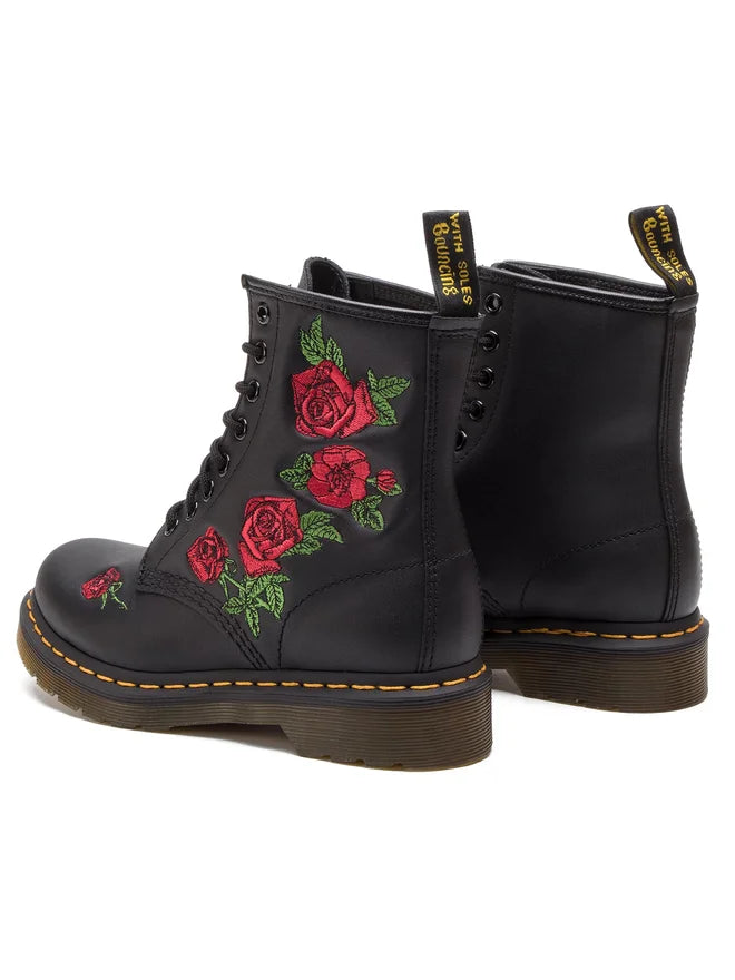 Dr. Martens 1460 Vonda Floral, Anfibi in Pelle Con Fiori - Nero
