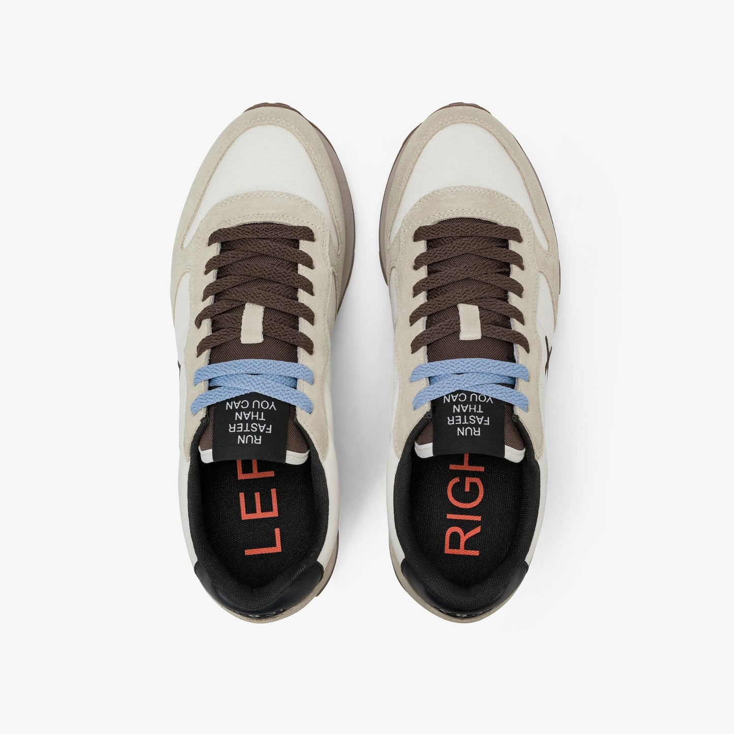 Sun68 Tom Solid, Sneaker Uomo in Suede e Nylon - Marrone, Bianco Panna