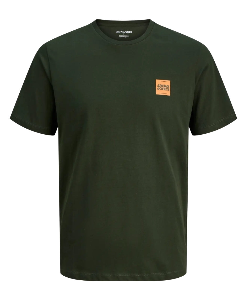 Jack&Jones JJBRANDY TEE SS CREW NECK LN, T-Shirt Uomo - Verde, Navy