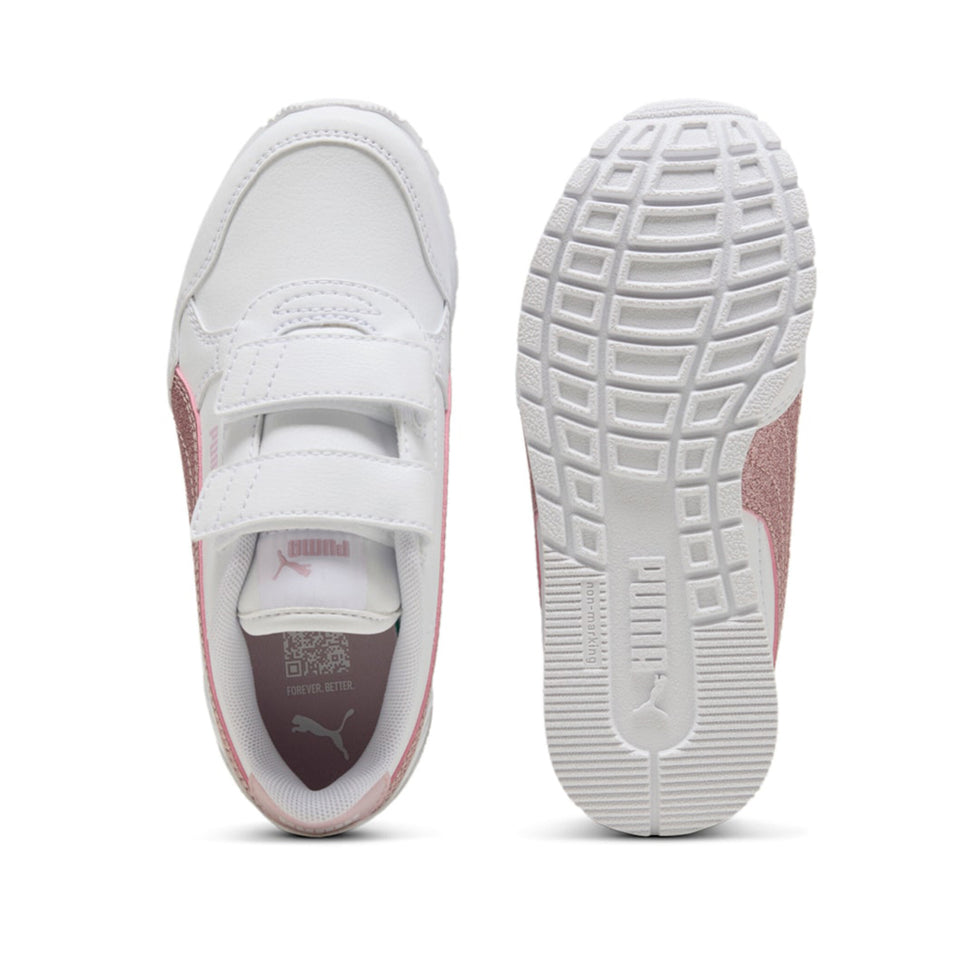 Puma ST Runner V4 SL Glitter V PS, Sneaker Bambina Con Glitter - Bianco/Rosa