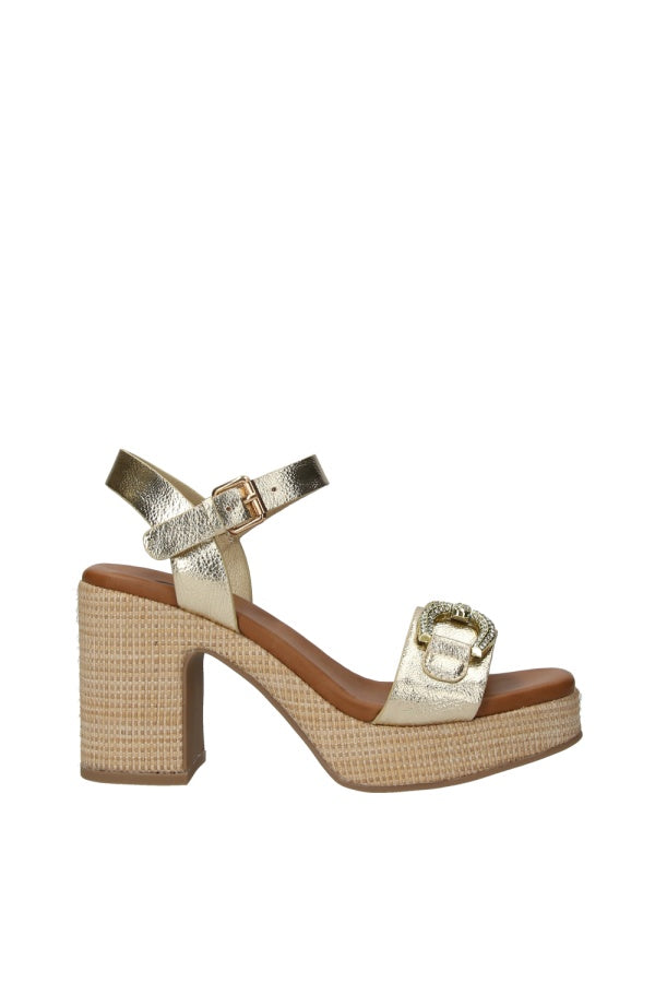 Wcubed Sandalo Dorato con Tacco e Gioiello - Oro