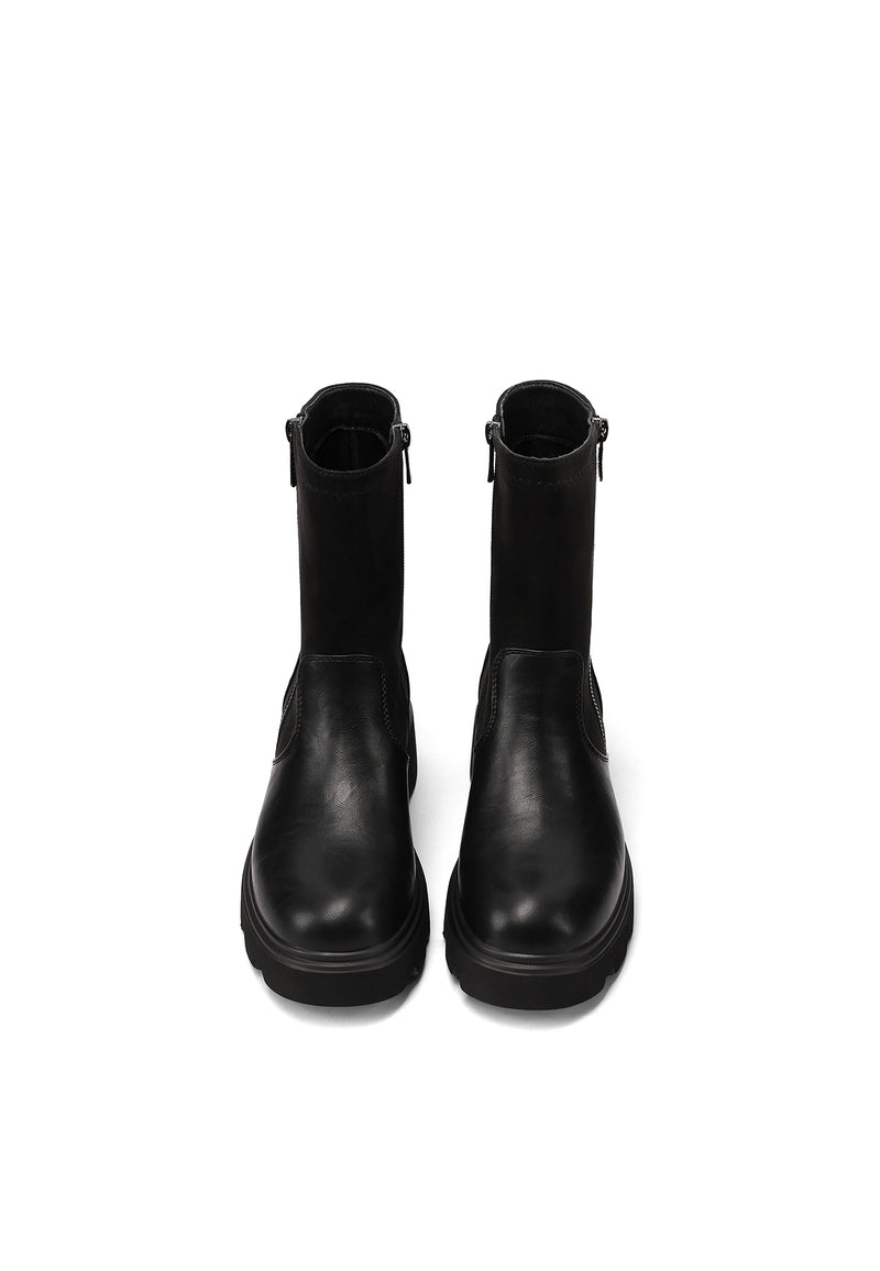 QUEEN HELENA X35-91, Stivaletti Donna Platform Con Suola Carro Armato - Nero