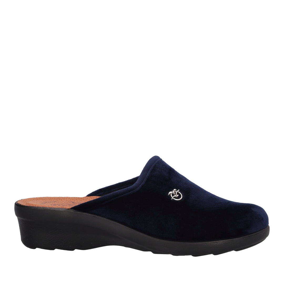 FlyFlot Narbolia L7 X67 PE, Pantofola Donna in Velluto - Bordo, Nero, Rovere, Blu