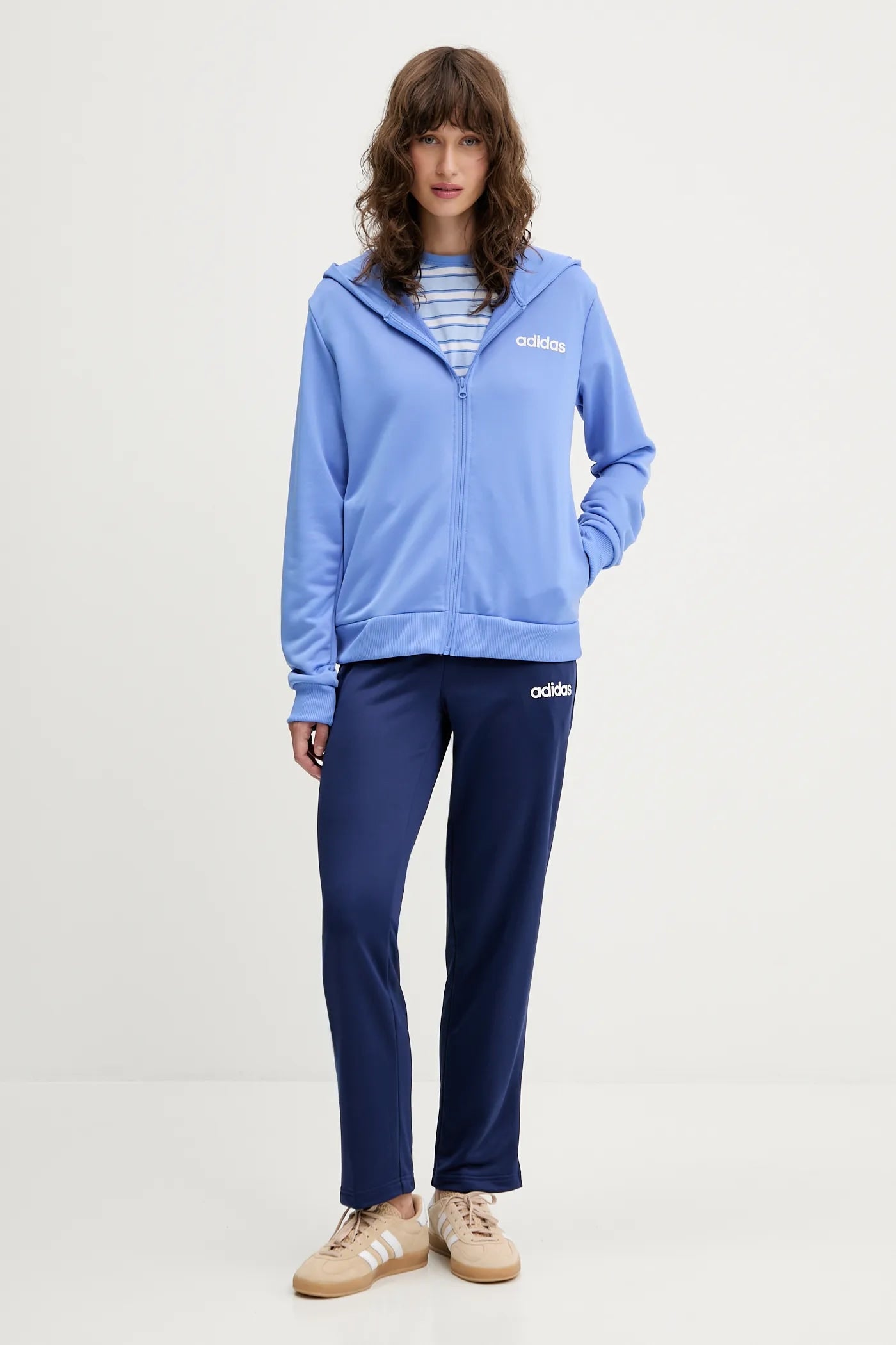 Adidas Tuta Essentials Linear, Tuta Da Ginnastica Donna - Blu/Celeste