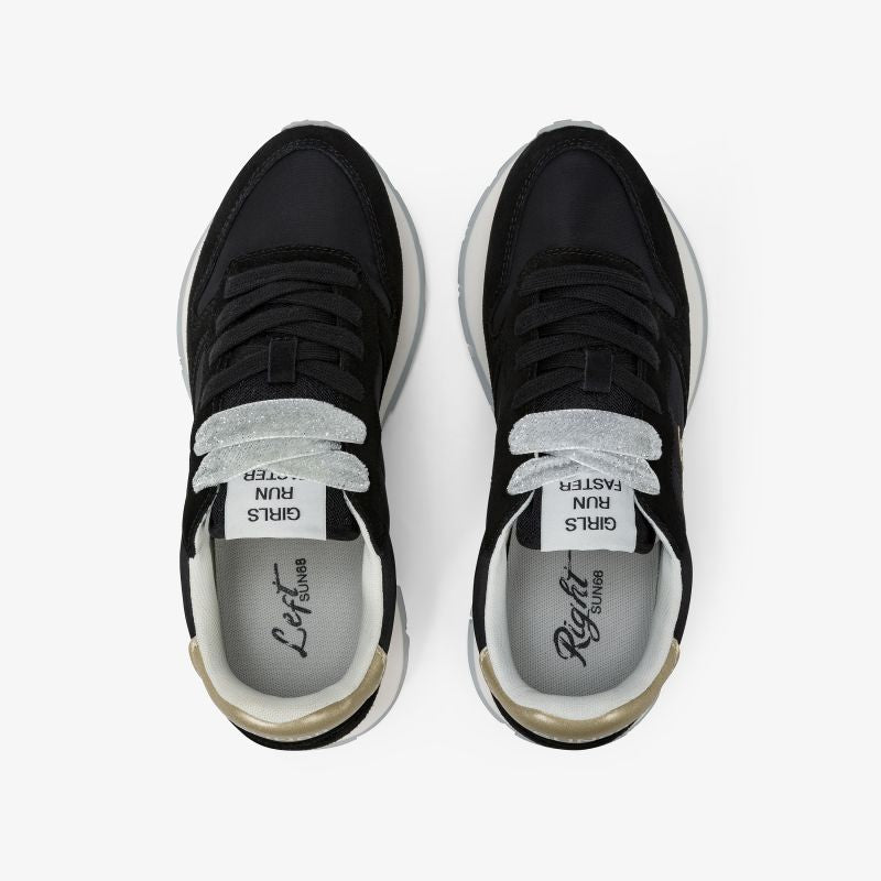 Sun68 Ally Gold Silver, Sneaker Donna In Suede e Nylon - Nero, Navy