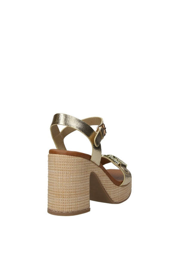 Wcubed Sandalo Dorato con Tacco e Gioiello - Oro