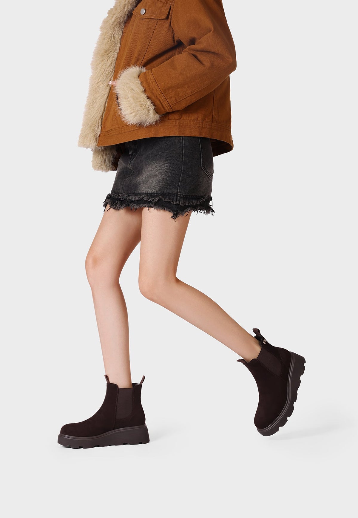 QUEEN HELENA X35-90, Stivaletti Chelsea Donna Platform - Nero, Khaki, Marrone