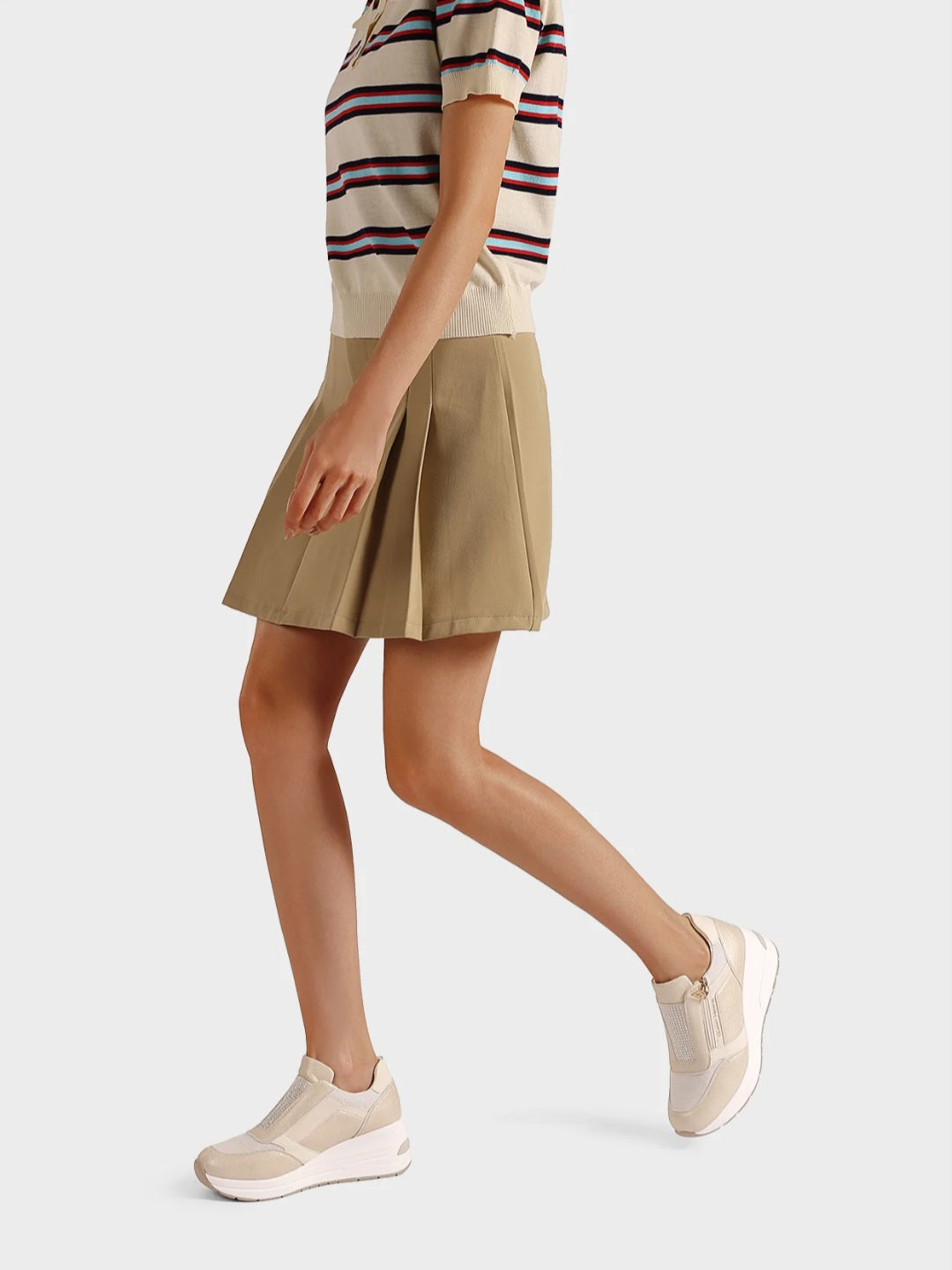 QUEEN HELENA X34-37, Sneaker Donna Con Zip Laterale e Brillantini - Bianco, Beige